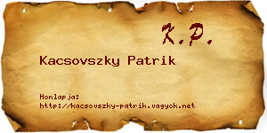 Kacsovszky Patrik névjegykártya