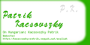 patrik kacsovszky business card